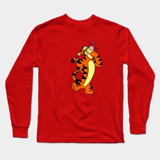 Tiger with Awareness Ribbon butterfly (Red) Long Sleeve T-Shirt